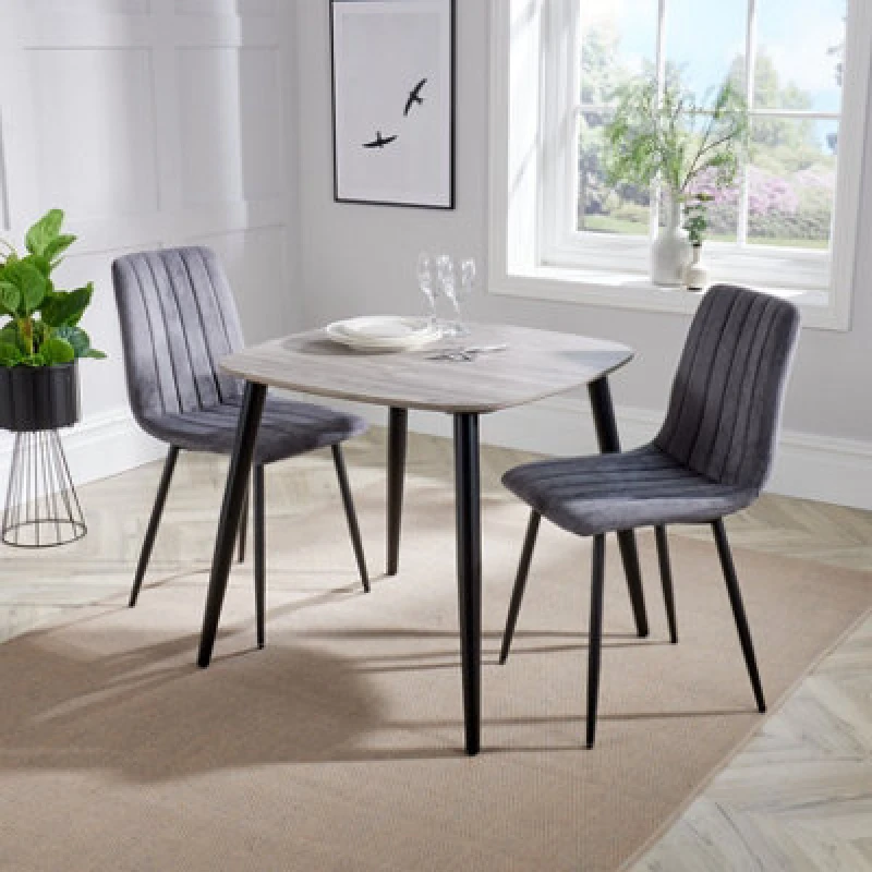 Image of Core Products Aspen Grey Oak Square Table & 2 Grey Fabric Chair Dining Set, Grey ASTB2-OKSET6