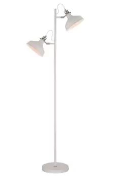 Image of Floor Lamp, 2 x E27, Sand White, Satin Nickel, White