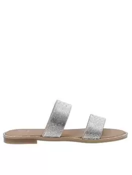 Image of Dune London Loyale Flat Sandals - Silver, Size 7, Women