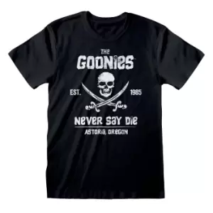 Image of Goonies Unisex Adult Never Say Die T-Shirt (M) (Black)