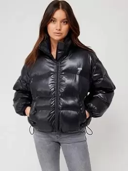 Image of Levis Retro Puffer Coat - Caviar, Black, Size XS, Women