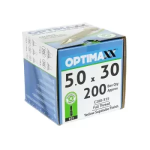 Image of Optimaxx 5 x 30mm Woodscrews - Box of 200 - Yellow
