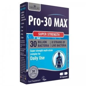 Image of Natures Aid Pro-30 Max 30 Billion Bacteria Super Strength 30 Capsules