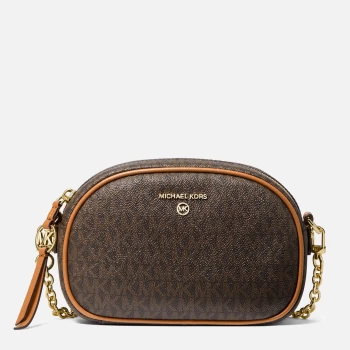 Image of Michael Kors Womens Jet Set Charm Small Oval Camera Xbody Bag - Brn/Acorn