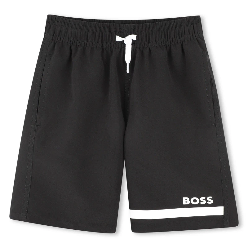 Image of Boss Logo Print Shorts Junior Boys - Black 3 - 4 Years