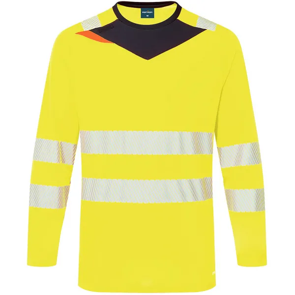 Image of Portwest DX4 Hi Vis Long Sleeve T Shirt DX416YBR5XL Colour: Yellow / Black