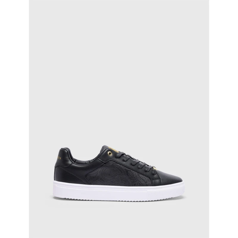Image of Pretty Green Mens Cali Paisley Low-Top Trainers Black-White male 7 (41)