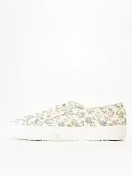 Image of SUPERGA White Flower Print Plimsolls - Floral Print, Multi, Size 5, Women