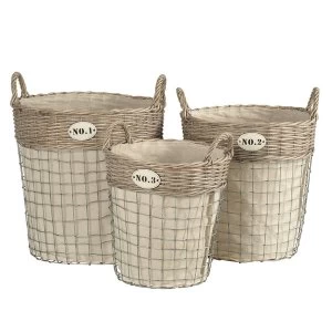 Image of Premier Housewares Lida Set of 3 Laundry Baskets - Willow & Wire