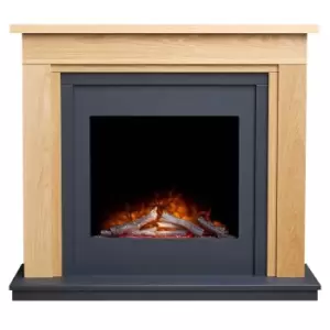 Image of Adam 2kW Brentwood Electric Fireplace Suite In Oak & Charcoal Grey With Ontario Electric Fire 43 Inch