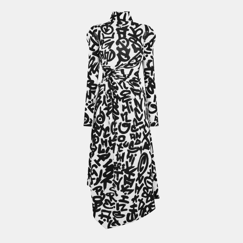 Image of Off White Womens Long Maxi Dress White/Black female 4 (3XS)