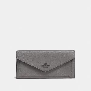 Image of Coach Soft wallet large flapover purse Grey