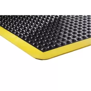 Image of Bubblemat safety anti-fatigue matting, LxWxH 1200 x 900 x 14 mm, yellow-black, start/end element