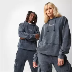 Image of Mennace Washed Embroidered Hoodie - Black