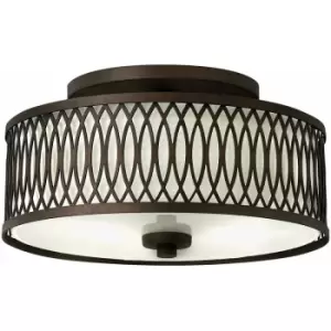 Image of Loops - 3 Bulb Flush Light Low Ceiling Victorian Bronze LED E27 100W Bulb