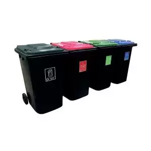 Image of VFM Wheelie Bins 240L With Colour Coded LidsStickers Set of 4 426069