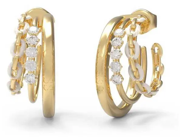 Image of Guess UBE01417YGWH Womans Pop Link Triple Hoops 22mm Jewellery
