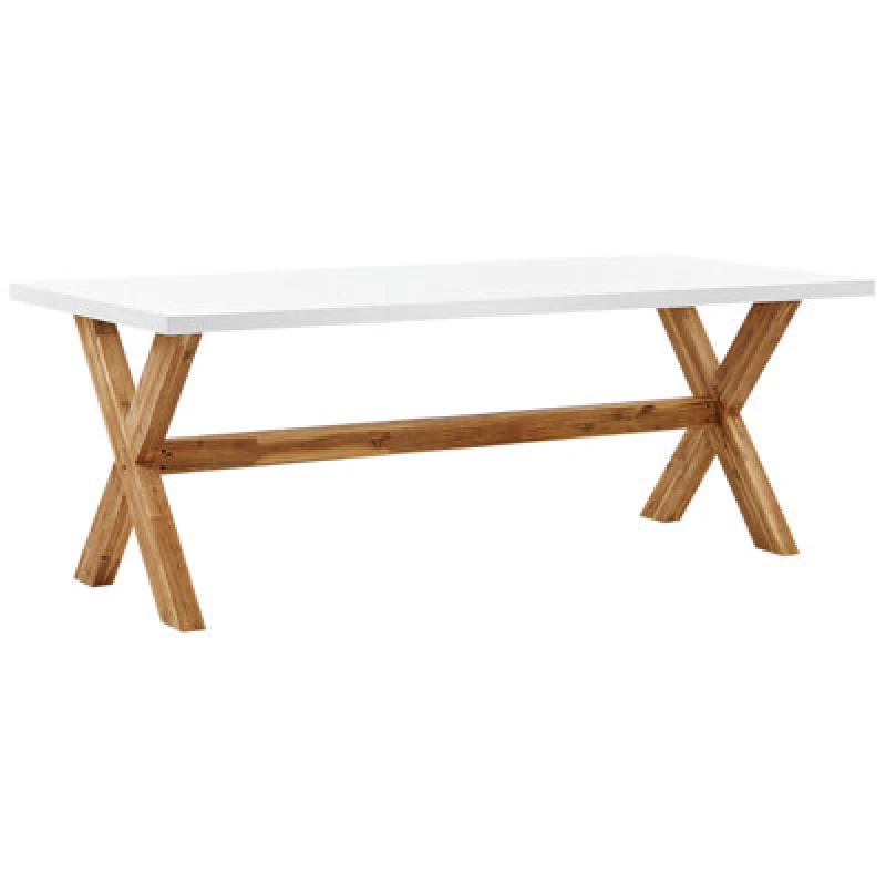Image of Beliani Garden Dining Table Olbia 200 Cm 100 Cm Concrete White