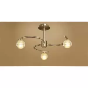 Image of Sphere Semi-Flushmount 3 G9 Bulbs, antique brass
