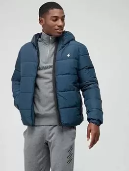 Image of Superdry Code Hooded Padded Jacket - Navy Size M Men
