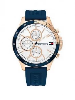 Image of Tommy Hilfiger Blue Silicone Strap White Sunray Dial Mens Watch