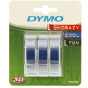 Image of Dymo S0847740 White On Blue Embossing Tape 9mm x 3m - 3 Pack