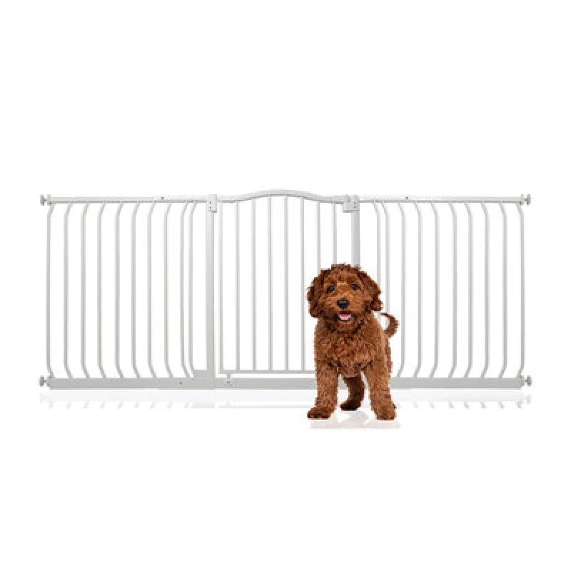 Image of Bettacare Curved Top Dog Gate, 179Cm - 188Cm, Matt White, Pressure Fit Pet Gate For Dog And Puppy, Pet And Dog Barrier