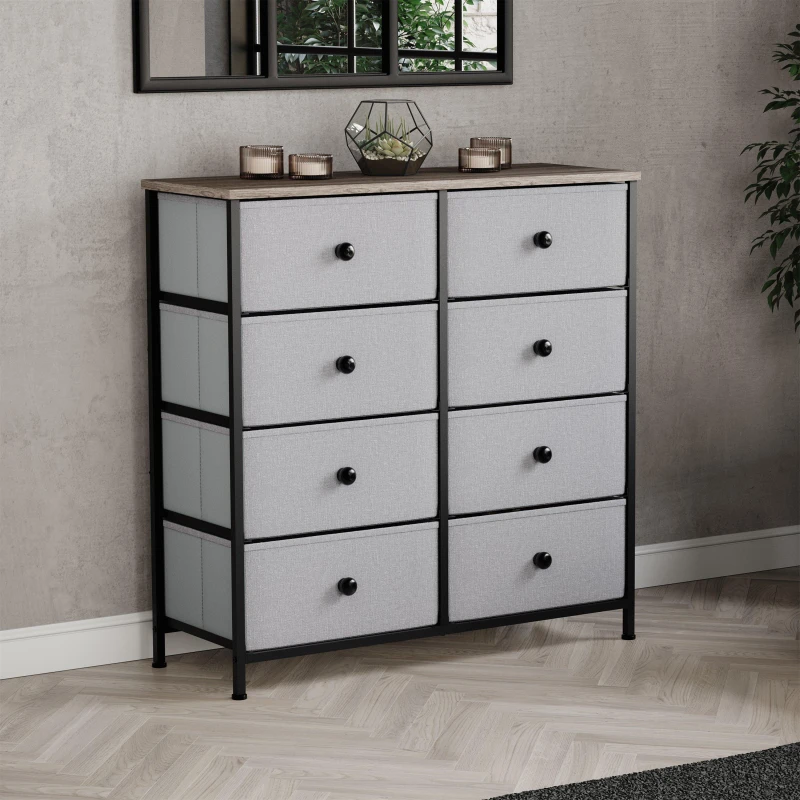 Image of Lassic Chorley 8 Drawer Fabric Storage Chest UKFR Beige & Grey Wo unisex 8 Drawer