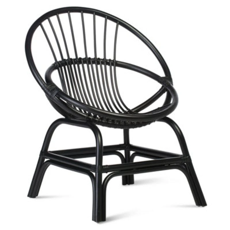 Image of Desser Moon Chair Indoor Rattan In Black (H)84Cm X (W)75Cm X (D)63Cm