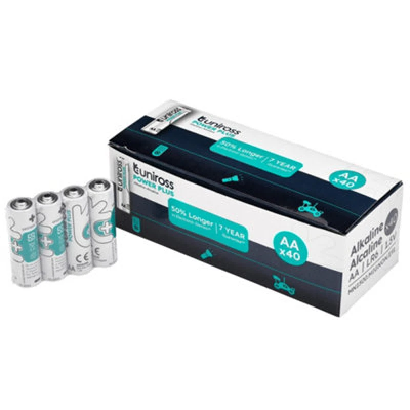 Image of Draper 21609 Uniross Lr6 Aa Power Plus Alkaline Batteries (Pack Of 40)