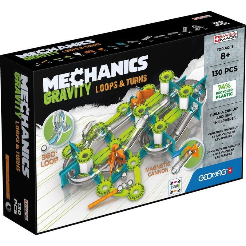 Image of Geomag Mechanics Gravity Magnetic Loops & Turns - 130 Pieces Multi unisex