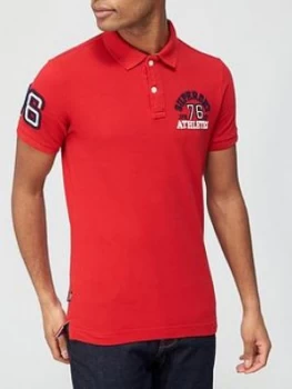 Image of Superdry Classic Superstate Polo Shirt - Red, Size S, Men