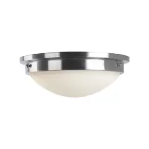 Image of 2 Bulb Flush Light Low Ceiling Polished Chrome LED E27 60W Bulb