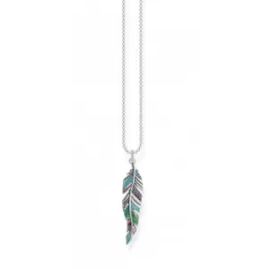 Image of Sterling Silver Ethnic Feather Necklace KE1972-340-7-L70