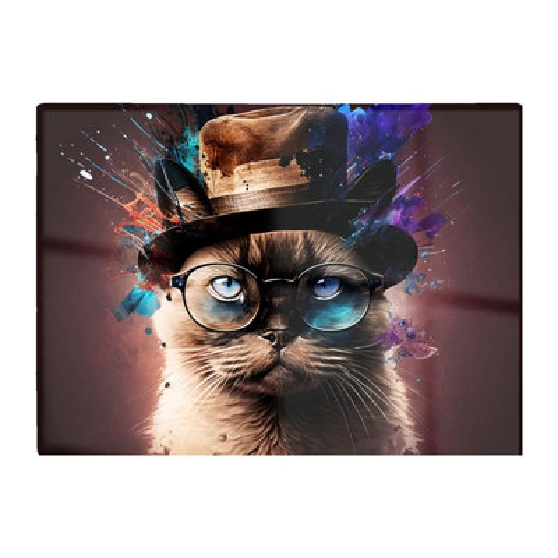 Image of Warren Reed Designer Siamese Cat Face Splashart Chopping Board