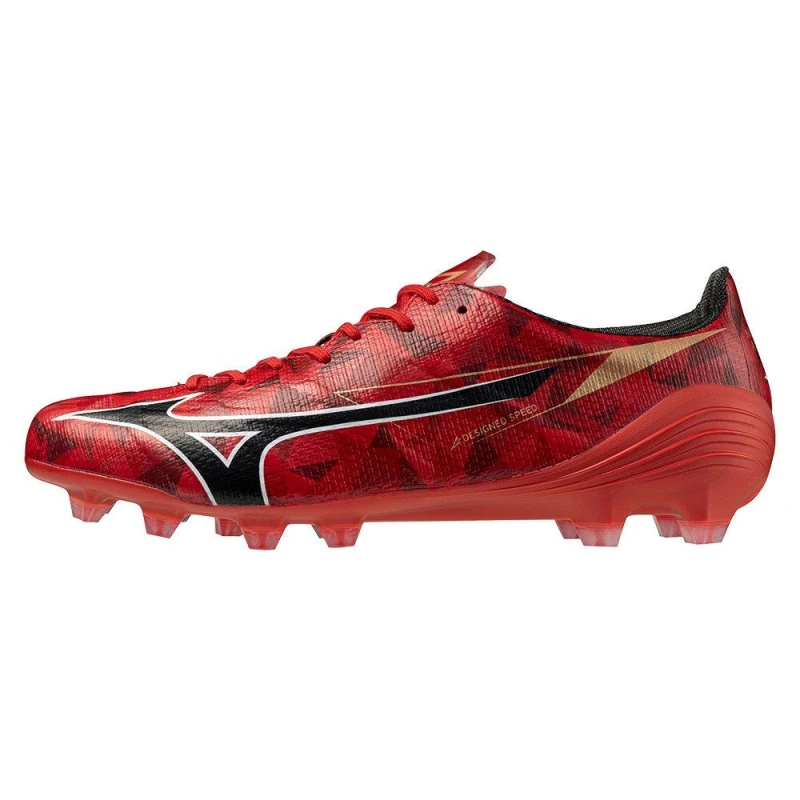 Image of Mizuno Alpha II Mens Firm Ground Rugby Boots Red/Black/Gold male 8 (42)