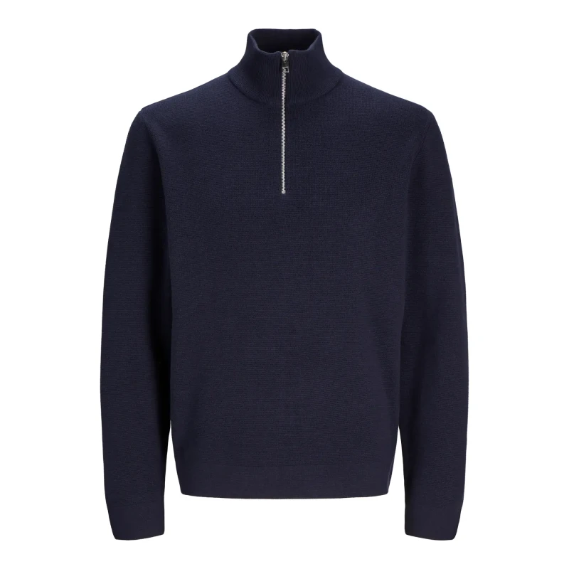 Image of jack & jones Cotton Quarter-Zip Jumper, Relaxed Fit Navy Blue Men S;M;L
