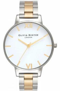 Image of Ladies Olivia Burton White Dial Bracelet Silver & Gold Watch OB16BL45