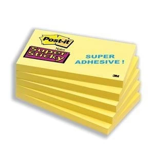 Image of Original Post it Super Sticky Notes 76x127mm Yellow 12 x Pack of 90 Sheets