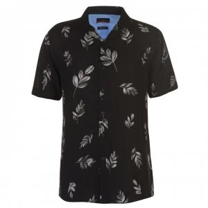 Image of Pierre Cardin Palm Short Sleeve Shirt Mens - Black./Grey