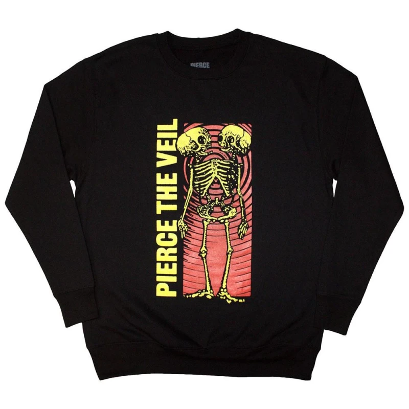 Image of Pierce The Veil Mens Wavy Skeleton Sweatshirt in Black Size: Large Black Male L