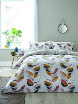 Image of Catherine Lansfield Bianca Layered Leaf Egyptian Cotton Duvet Set - Db