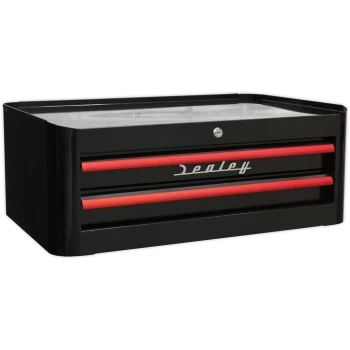 Image of Sealey Premier Retro Style 2 Drawer Mid Tool Chest Black / Red