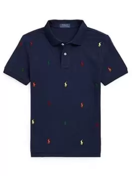Image of Ralph Lauren Boys All Over Pony Polo Shirt - Navy