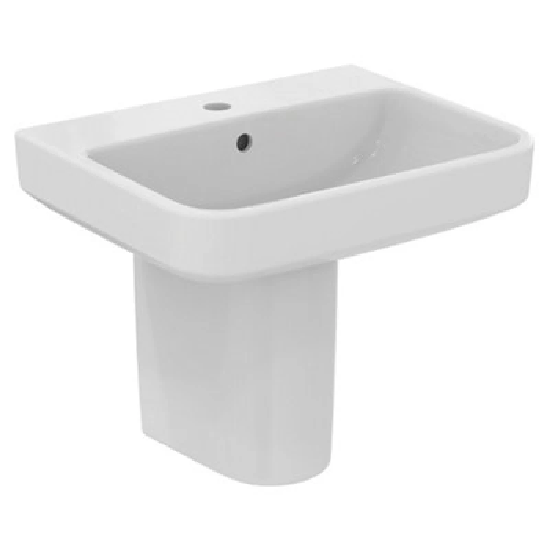 Image of Ideal Standard I.life B Gloss White Rectangular Wall-Mounted Semi-Pedestal Basin (H)48.5Cm (W)55Cm