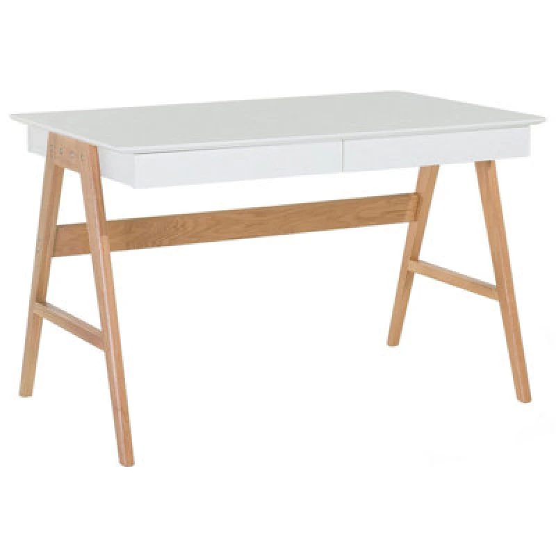 Image of Beliani Home Office Desk Sheslay White 120 Cm 70 Cm With Drawers
