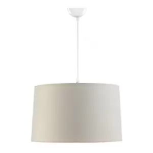 Image of Onli Losanna White Cylindrical Pendant Ceiling Light, Fabric Shade