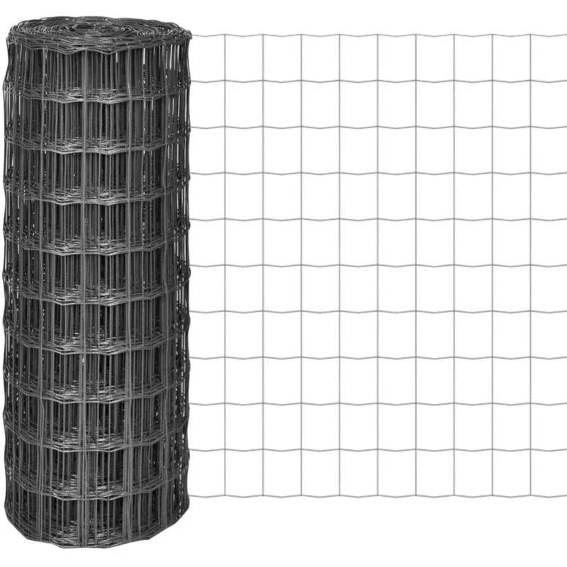 Image of vidaXL Euro Fence 25x1 m with 100x100 mm Mesh Steel Grey