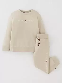 Image of Tommy Hilfiger Baby Boys Essential Crew Jog Set - Sand, Size 3-6 Months