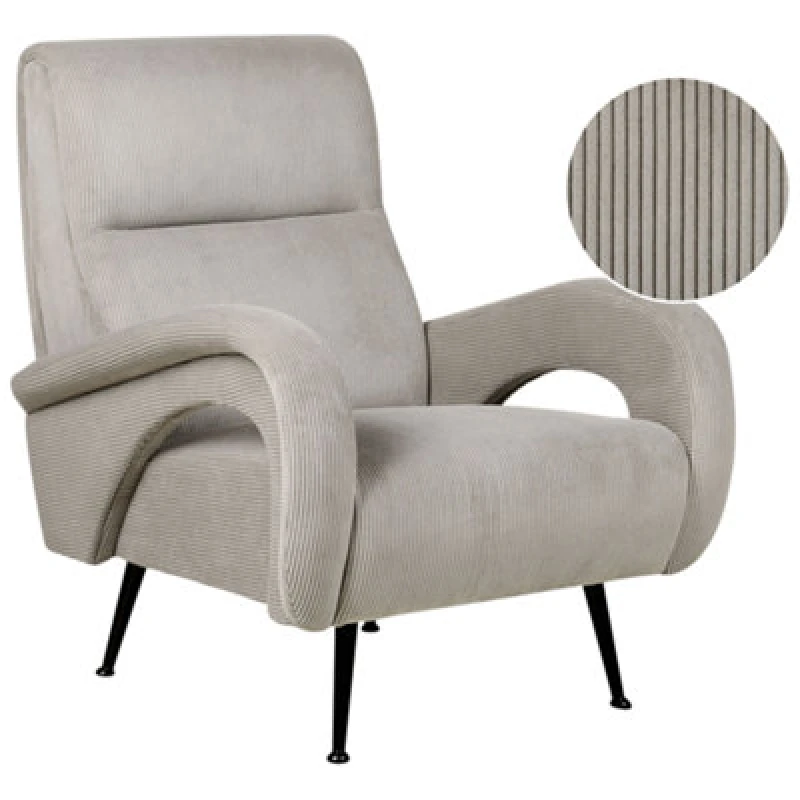 Image of Beliani Jumbo Cord Amrchair Grey Svalov